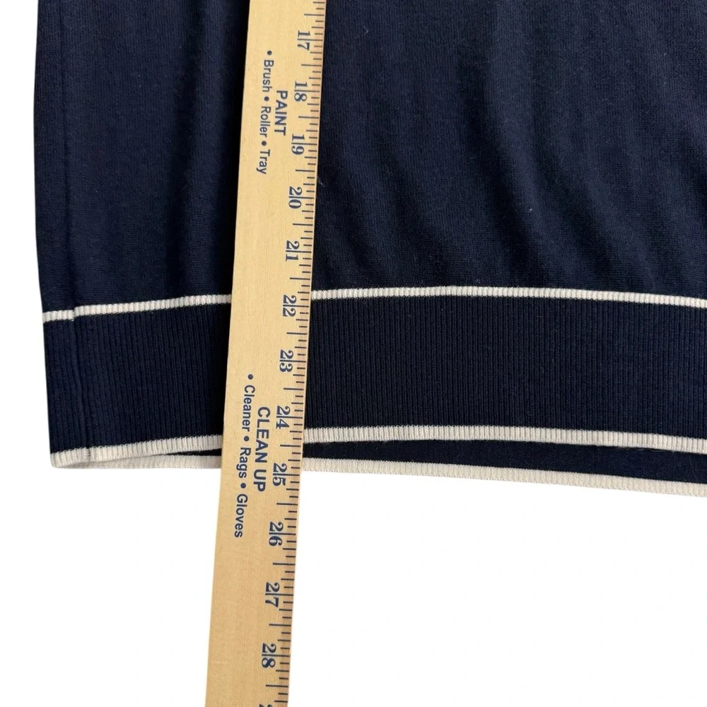 Chloé Stora dark navy blue long-sleeve polo shirt sweater 100%‎ merino wool - Picture 4 of 9